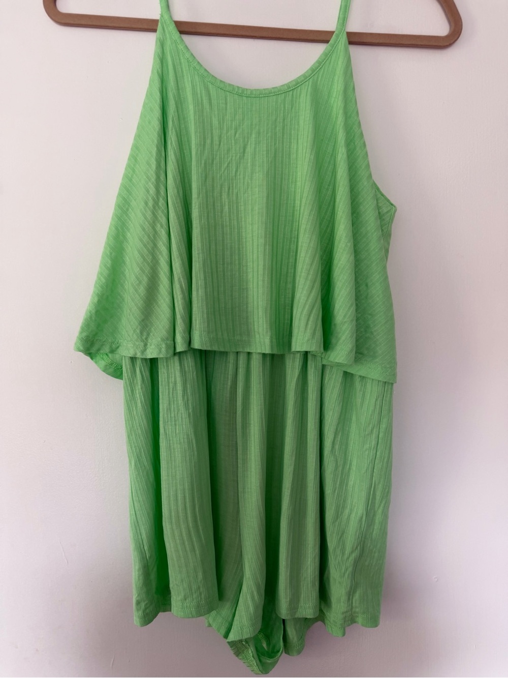Pink Lily Lime Green Spaghetti Strap Romper size M